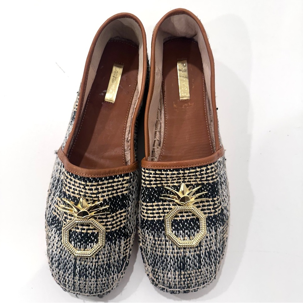 Louise et Cie cream & black espadrilles with gold pineapple detail size 10 NWOT - Picture 5 of 8